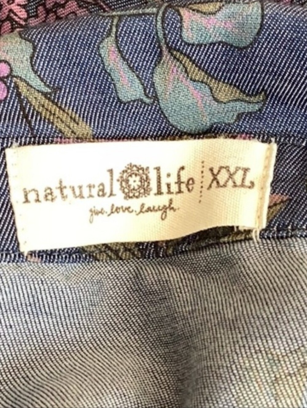 Natural Life Rebecca Tiered Shirt Dress Floral Prarie Cottage XXL Blue Purple - Picture 5 of 5